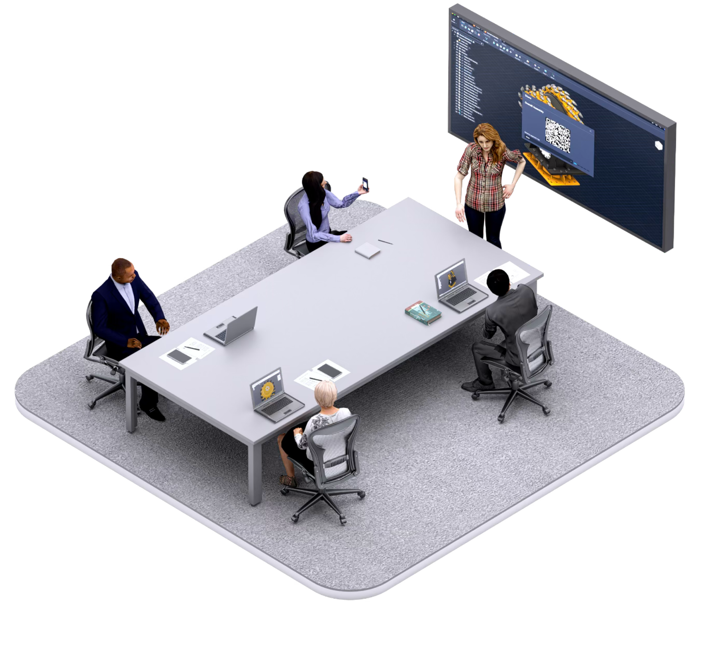 Team collaboration meeting showing designers and stakeholders working together on the multi-platform strategy