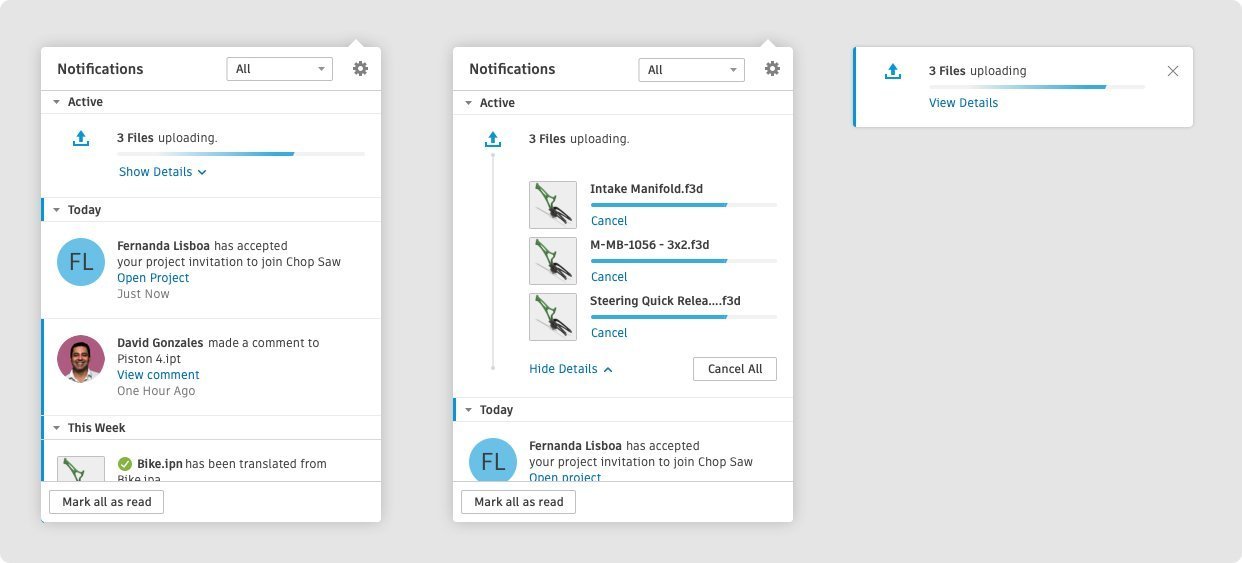 Autodesk Notification Center final design